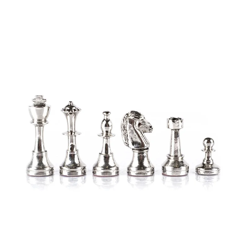 Classic Metal Gold & Silver Staunton Chessmen Available in 2 sizes