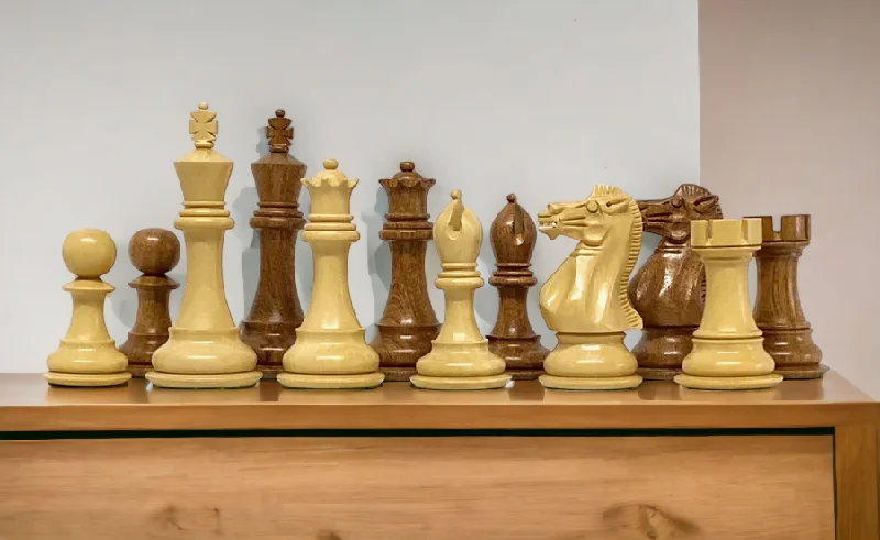 4" Collectors Series Acacia & Boxwood Chess Pieces