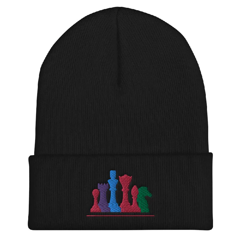 Colorful Chess Pieces Cuffed Beanie