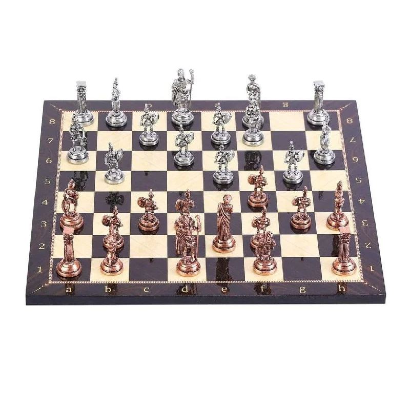 Copper Roman Figures With Compact Stylish Chess Board