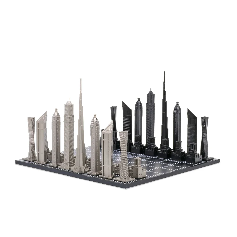 Dubai Stainless Steel Chess Set Available in 3 Board Styles