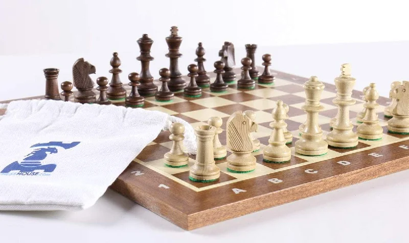 16" Economical Wooden Starter Chess Set with Drawstring Bag