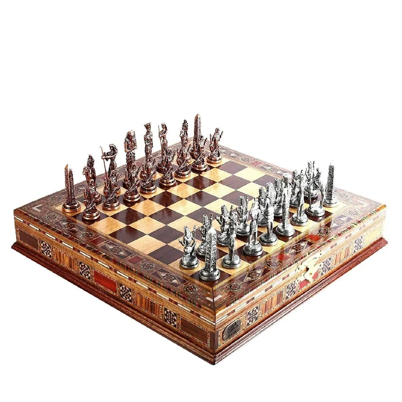 Egyptian Pieces Antique Wooden Chess Set