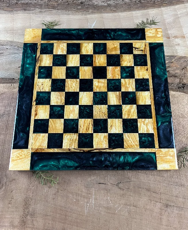 Emerald Black Onyx Maple Wood Chess Board (With Border)