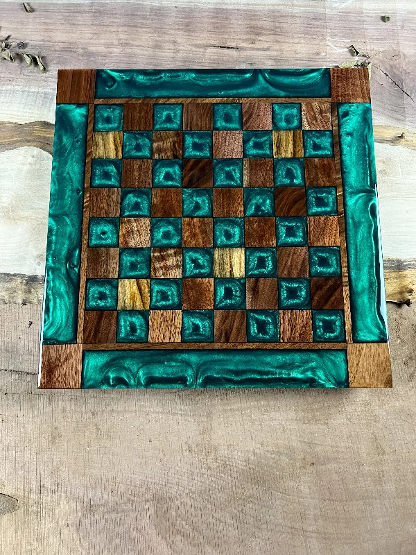 Emerald Green Black Walnut Chess Board (With Border)