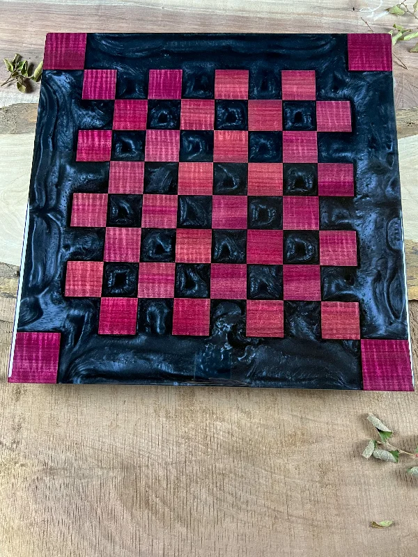 Exotic Purple Heart Black Onyx Chess Board