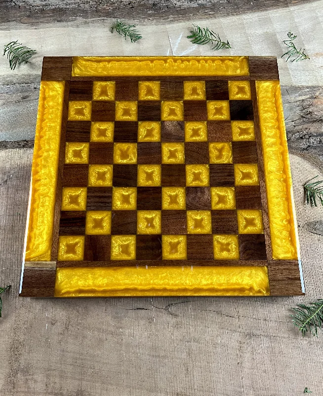 Gold Cloud Black Walnut Chess Board (With Border)