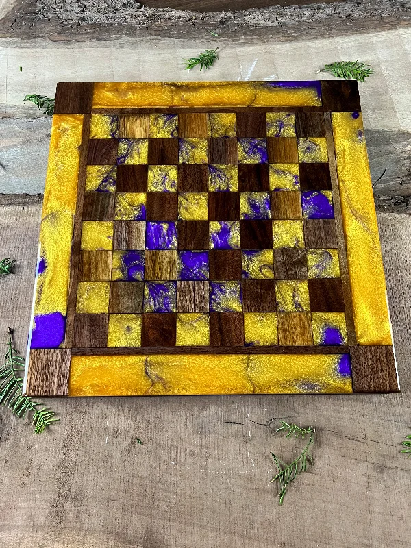 Golden Purple Haze Walnut Chess Board (With Border)