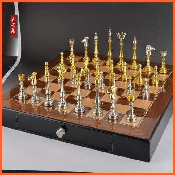 High Quality Chess Set With Non-Folding Wooden Chessboard