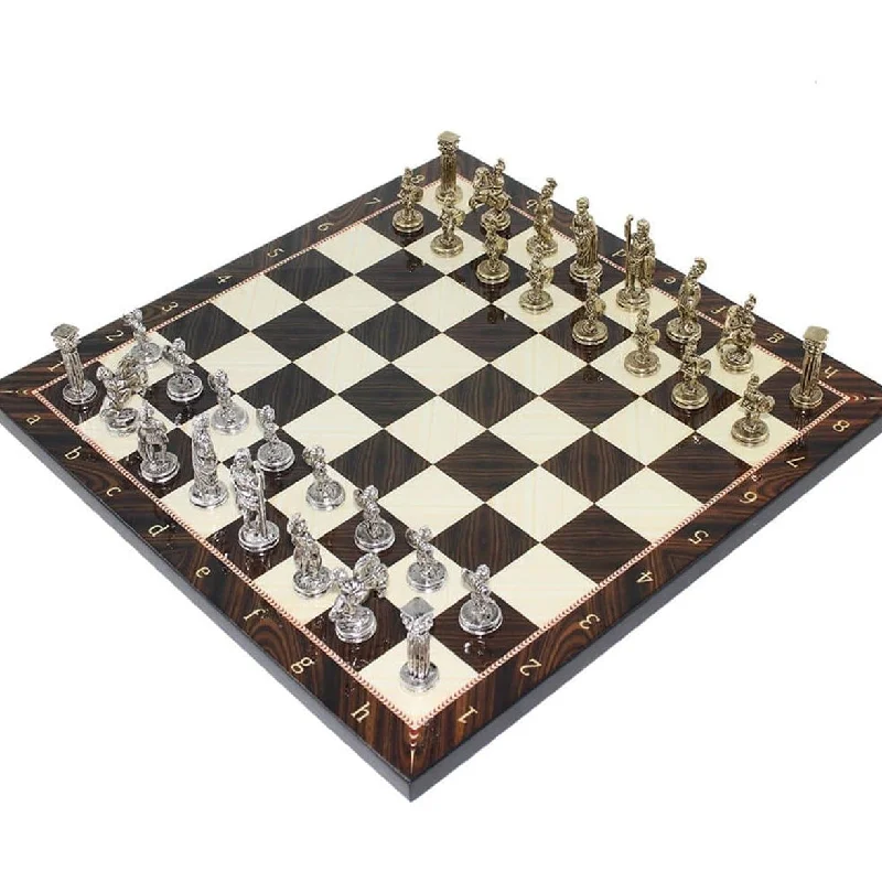 Historical Figures Of Rome Metal Chess Set | Handmade Pieces | Wooden Chess Board