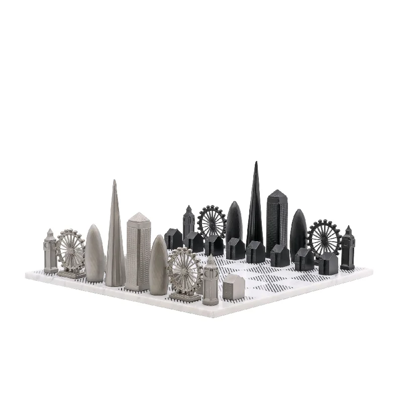 London Stainless Steel Chess Set Available in 3 Board Styles