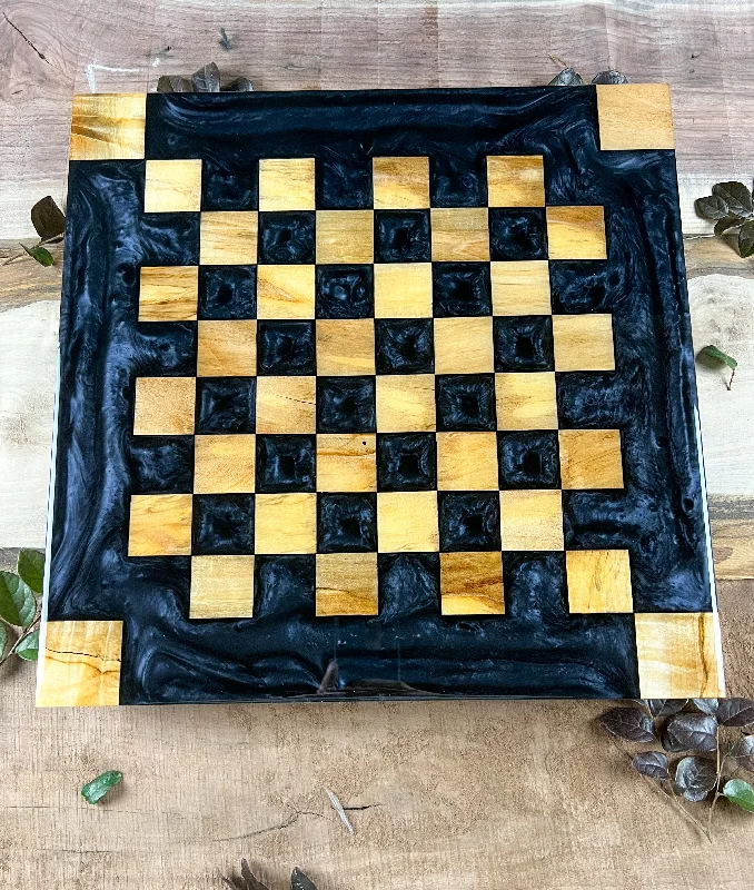 Maple Wood Black Onyx Chess Board