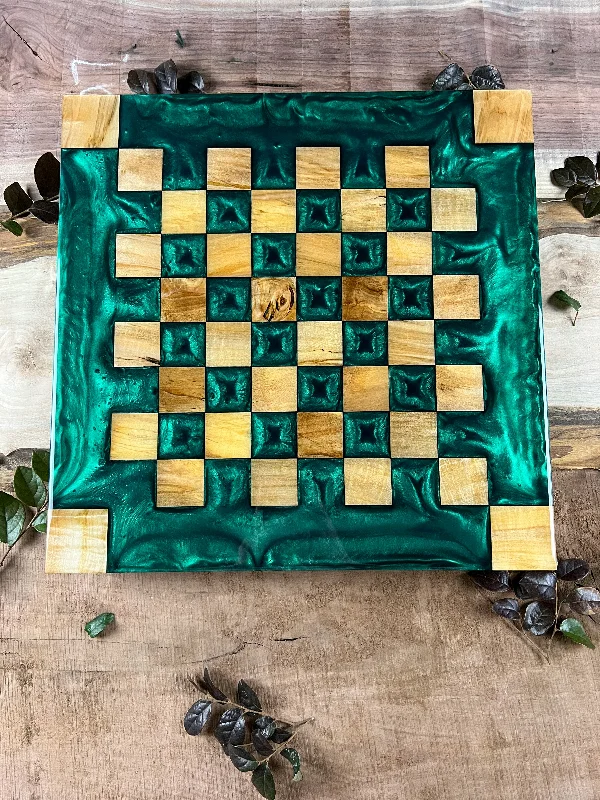 Maple Wood Emerald Green Chess Board