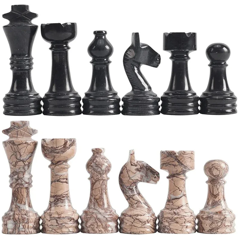 Marble Black & Marinara Premium Quality Chess Game Figures