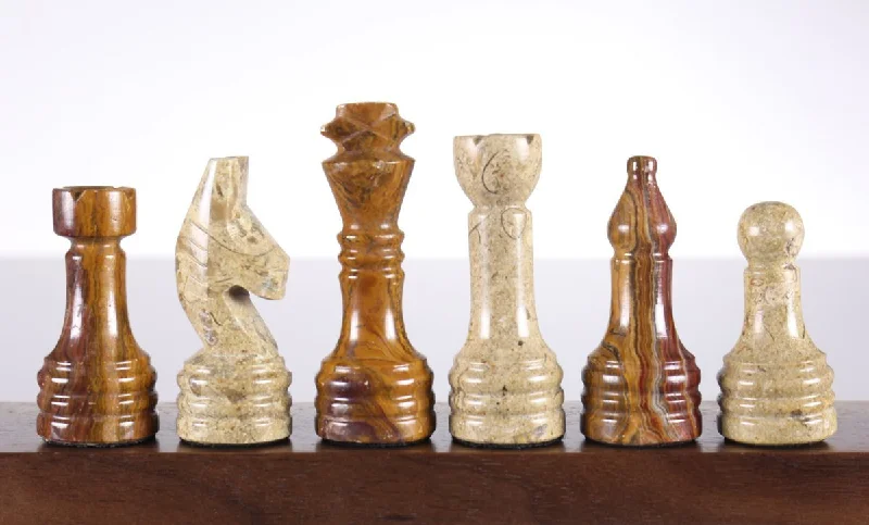 Marble Chess Pieces in Coral and Red