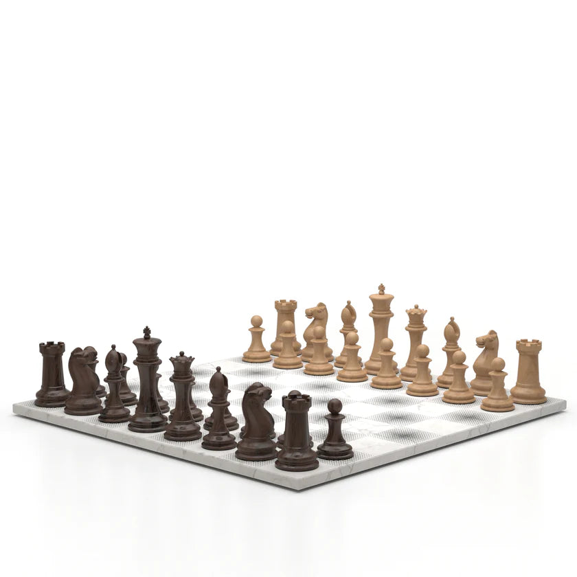 Marble Chess Set Light Wood VS Dark Wood