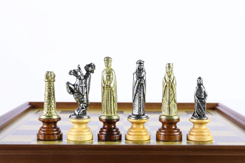 Medieval Metal and Wood Chess Pieces