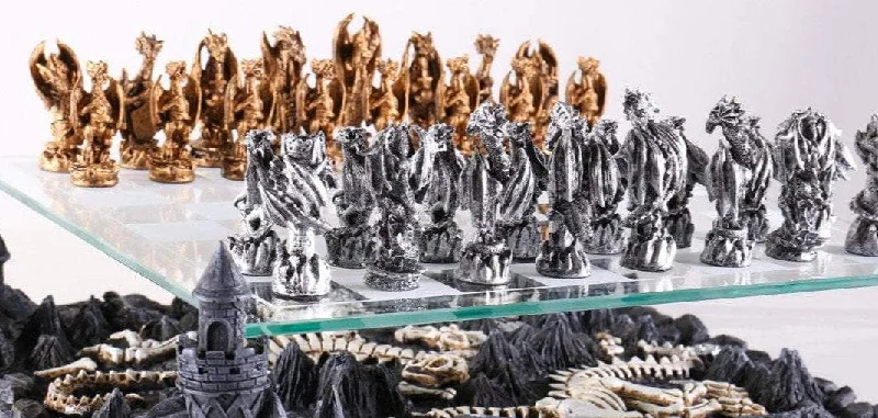 Metal Dragon Chess Pieces