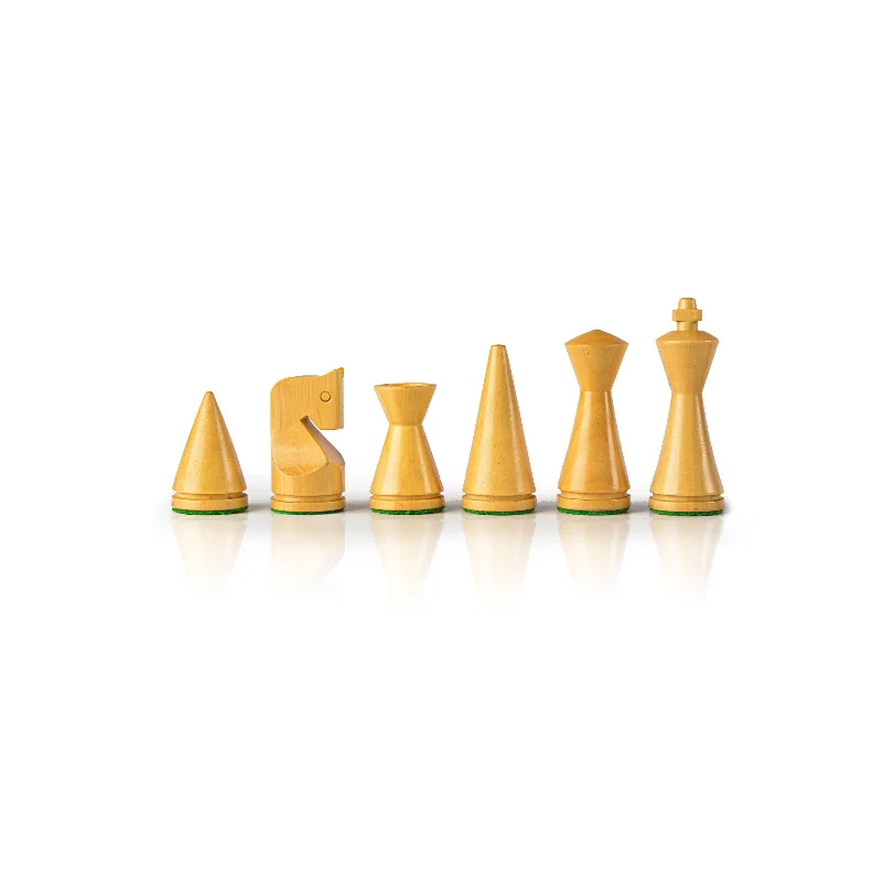 Modern Style Wooden Chessmen in Natural Brown & Ivory - 7.6cm King