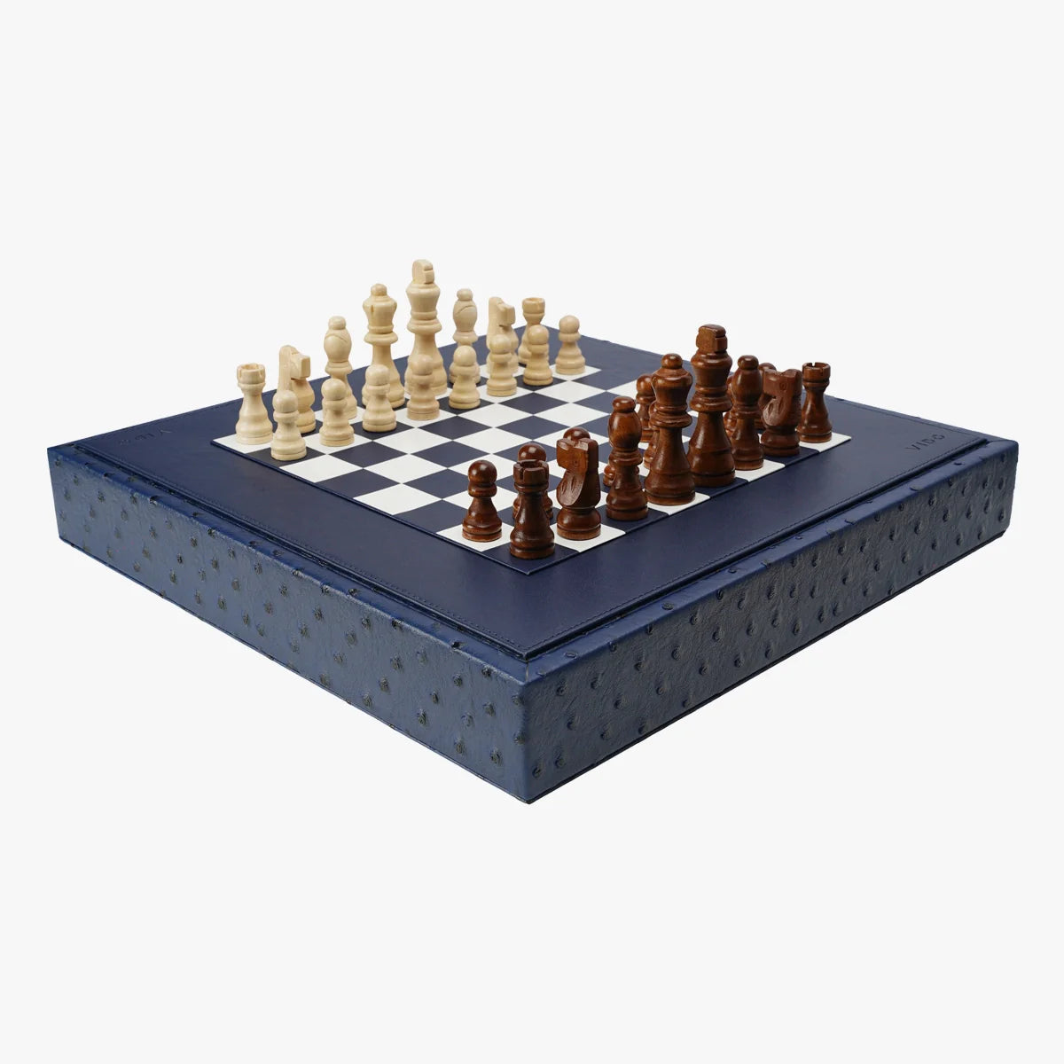 Navy Blue Ostrich Chess Set