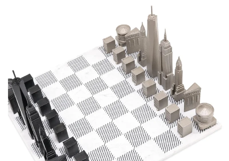 New York City Metal Chess Set Available in 3 Board Styles