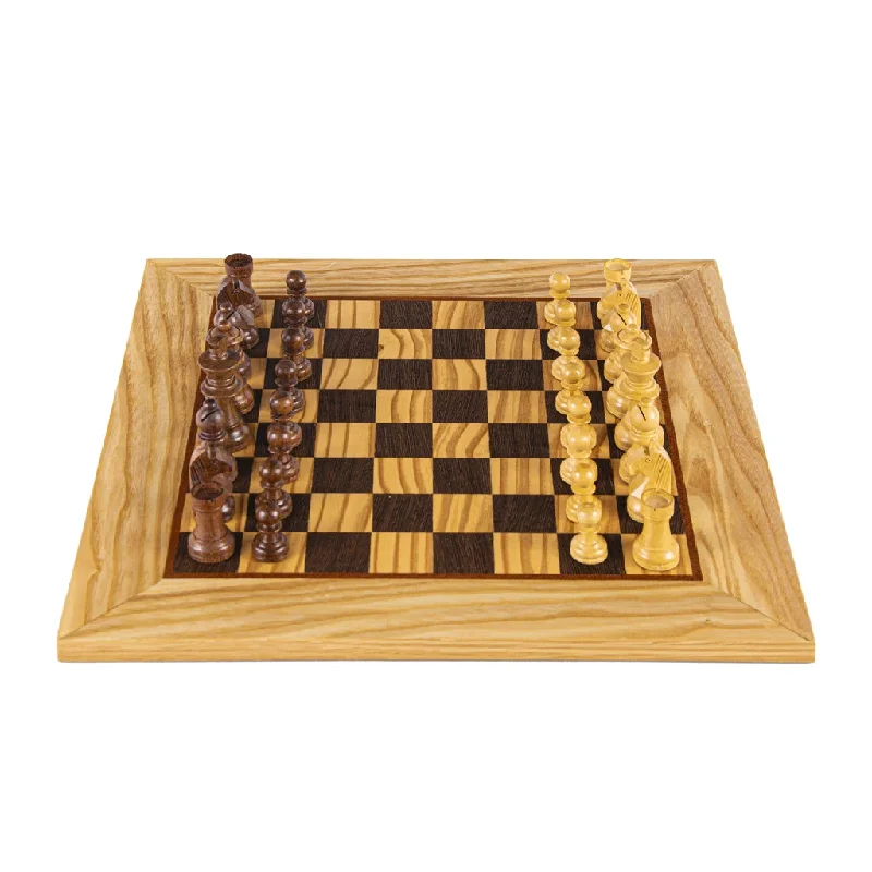 Olive Burl Luxury Chess Set 50cm Board and Staunton Chessmen 9.5cm King