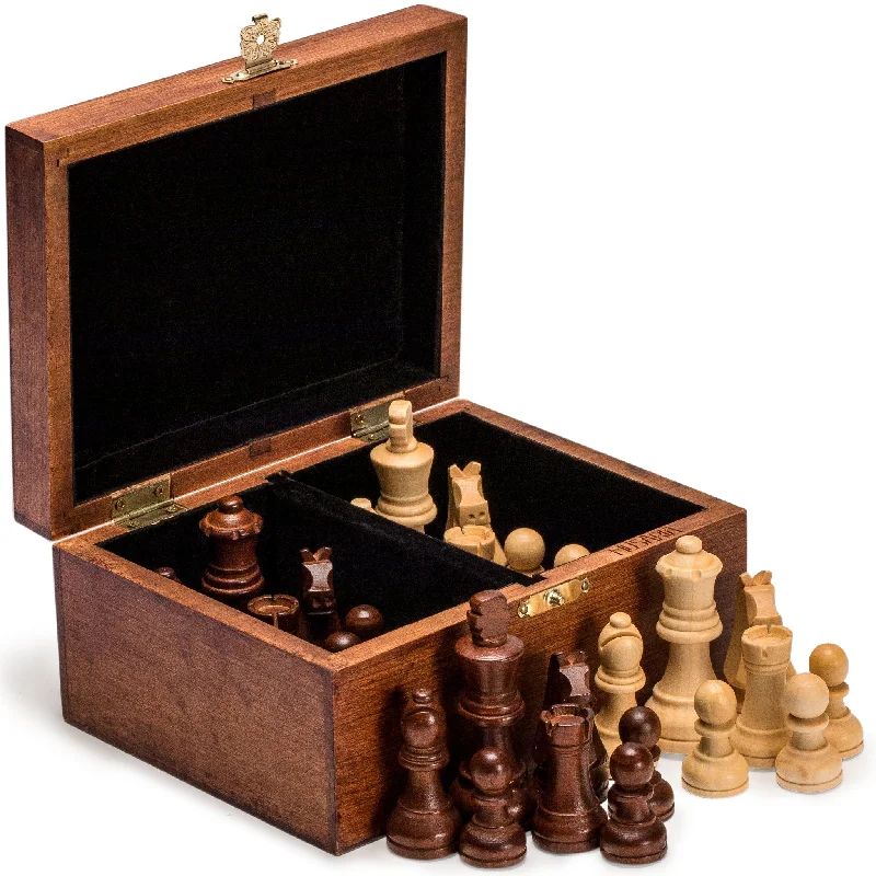 Husaria Staunton Tournament No. 4 Chessmen with 2 Extra Queens and Wooden Box, 3" Kings