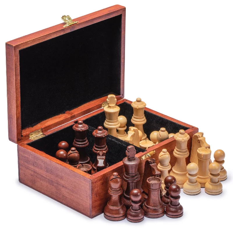 Husaria Staunton Tournament No. 6 Chessmen with 2 Extra Queens and Wooden Box, 3.9" Kings