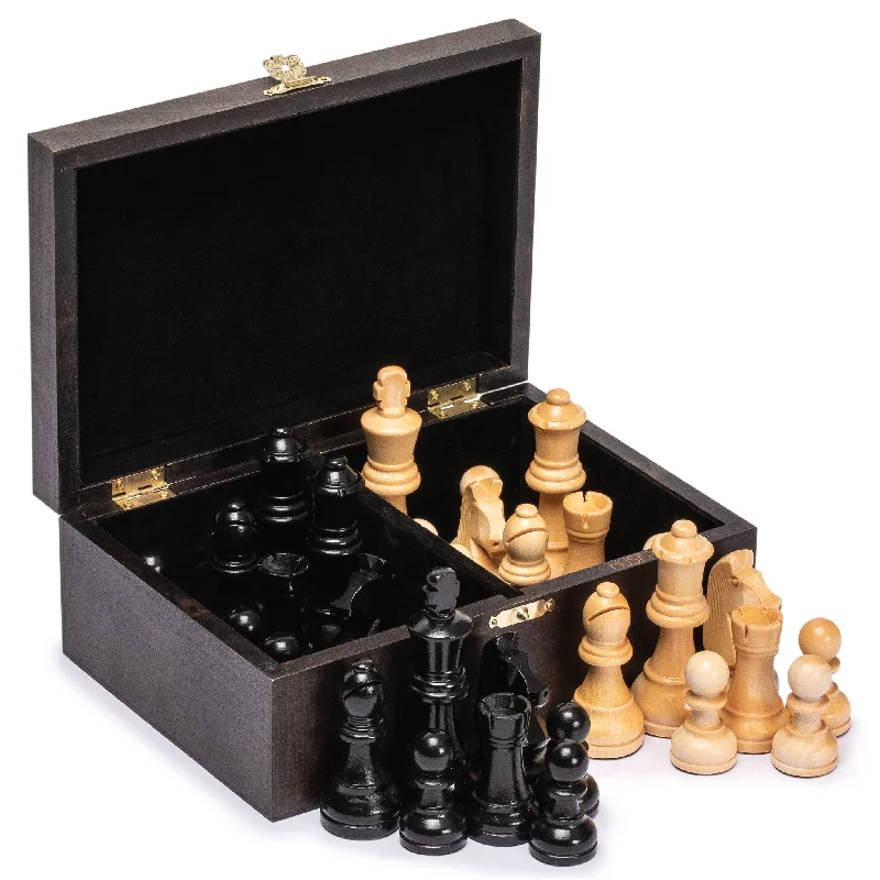 Husaria Staunton Tournament No. 6 Chessmen with 2 Extra Queens and Wooden Box, 3.8" Kings