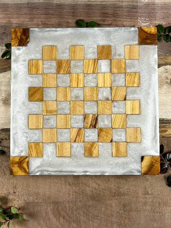 Pure Pearl White Olive Wood Chess Board