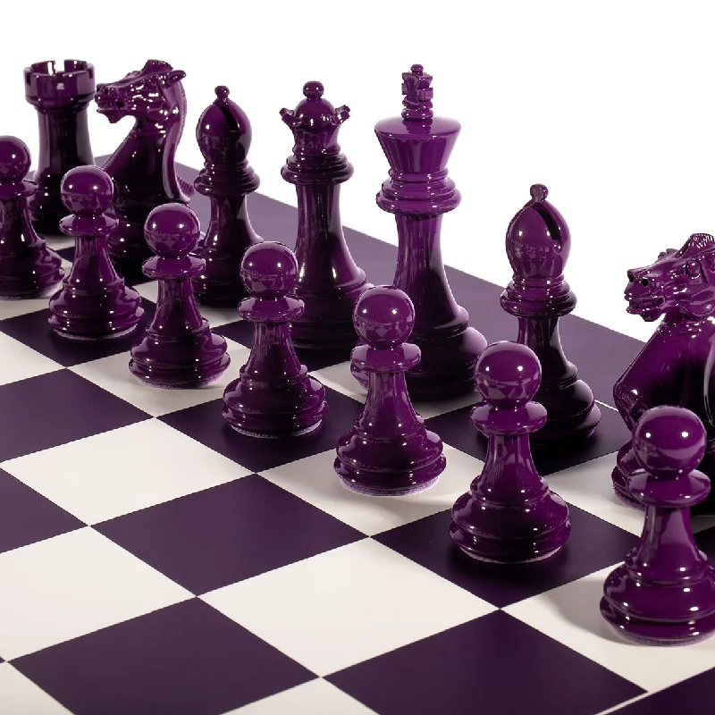 Bold Signature Chess Set Purple & White Pieces