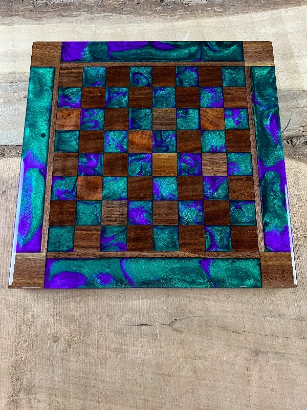 Purple Haze Emerald Black Walnut Chess Board (With Border)