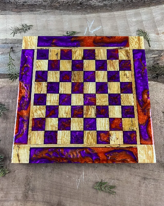 Purple Haze Orange Maple Wood Chess Board (With Border)