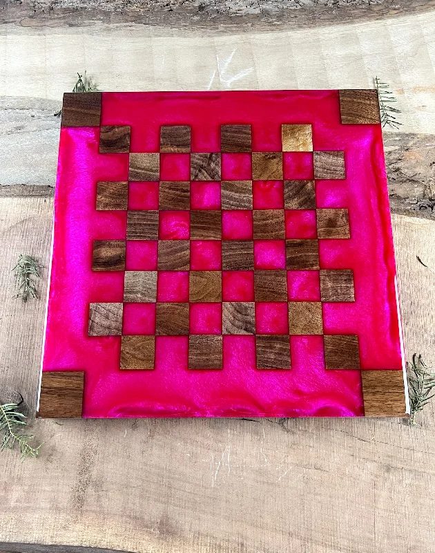 Raging Pink Walnut Chess Board