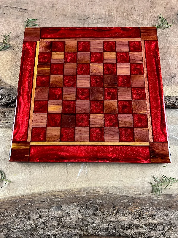 Red Lava Cedar Chess Board (With Border)