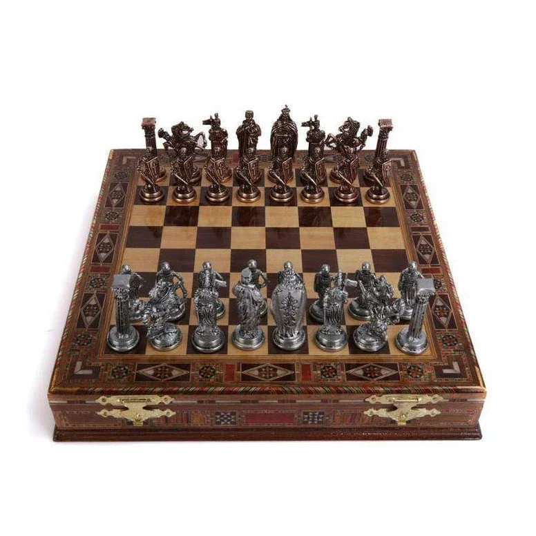 Royal British Army Antique Copper Metal Chess Set