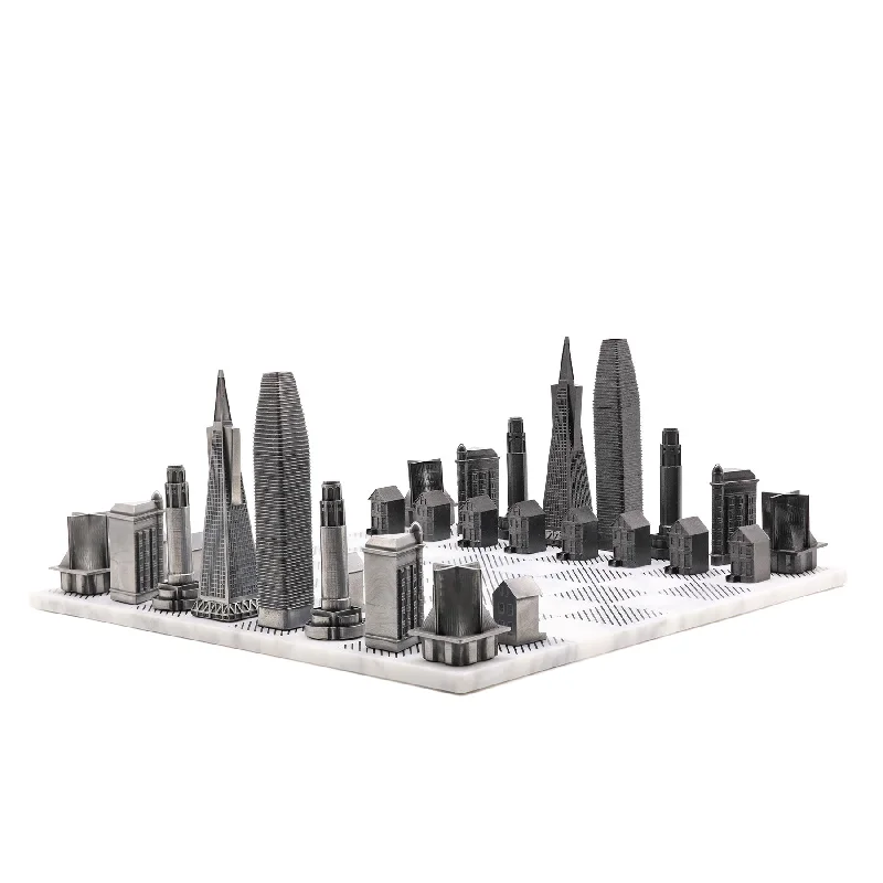 San Francisco Metal Chess Set Available in 3 Board Styles