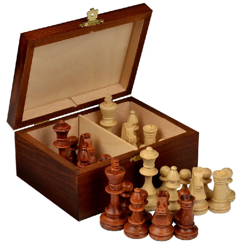 Staunton No. 4 Tournament Chess Pieces with Wooden Box, 3.1" Kings