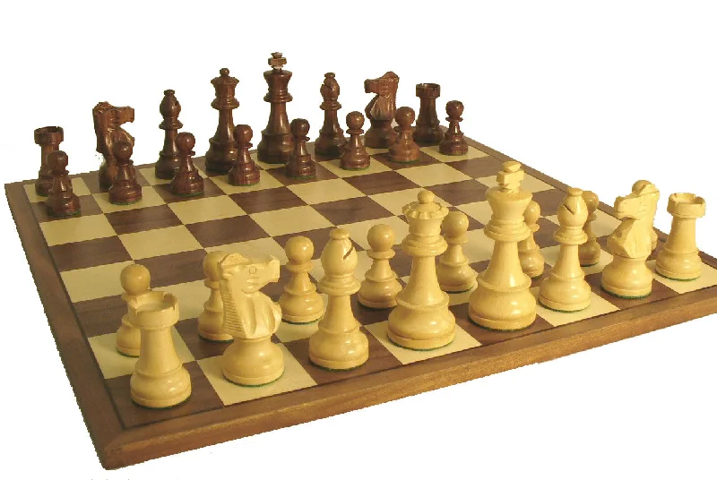 Chess Set - Sheesham French Men on Walnut/Maple Board