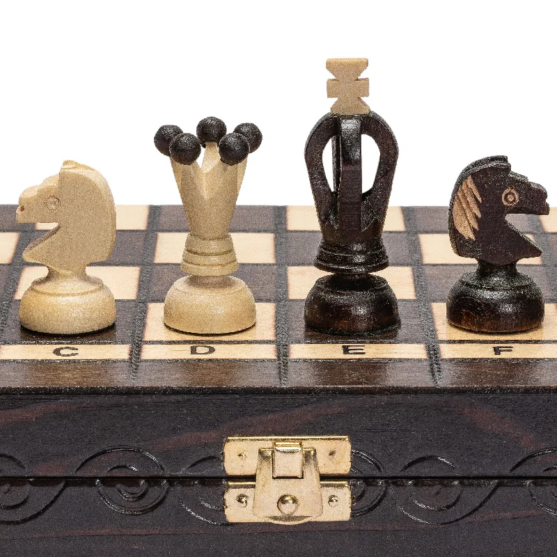 Husaria European International Chess Wooden Game Set, "King's Continental" - 13.8" Medium Size Chess Set