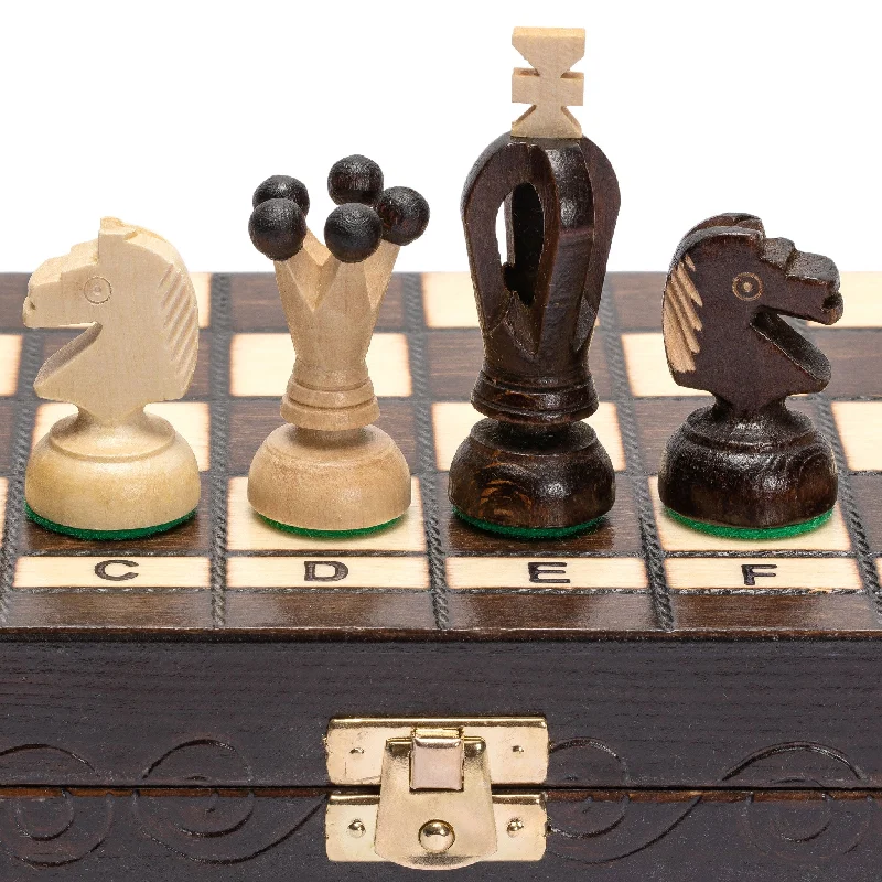 Husaria European International Chess Wooden Game Set, "King's Continental" - 11.3" Small Size Chess Set