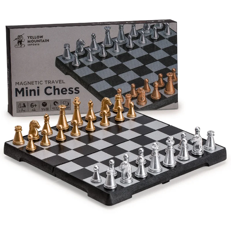 Travel Magnetic Chess Mini-Set (6.3 Inches) - Compact Folding Board Game