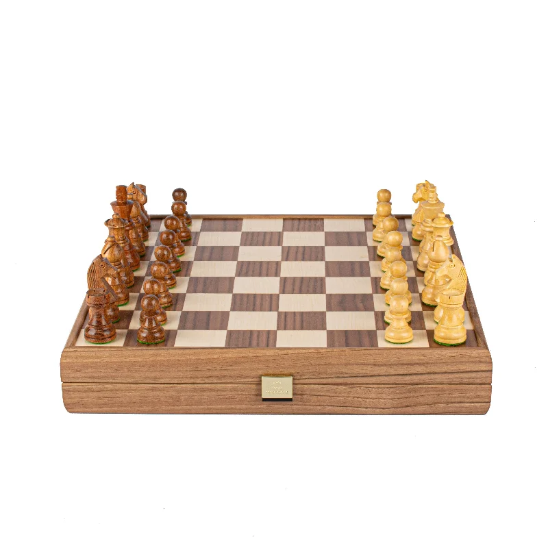 Handcrafted Walnut Chess Set - 35x35cm with Weighted Staunton Chessmen (7.6cm King)