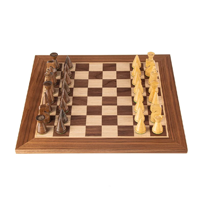 Walnut Wooden Chess Set 40cm chessboard & Modern Chessmen 7.6cm King