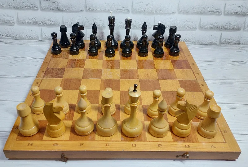 Wooden chess from the 80s Lviv in good condition.